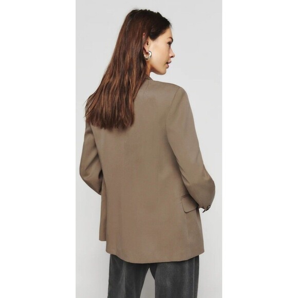 New Reformation Women's Classic Slim Blazer Mushroom S Business Single Button - Picture 2 of 16
